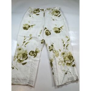 Women 8 Irish Linen Floral Pants Lagen Lined Cottage Boho Resort Office VTG